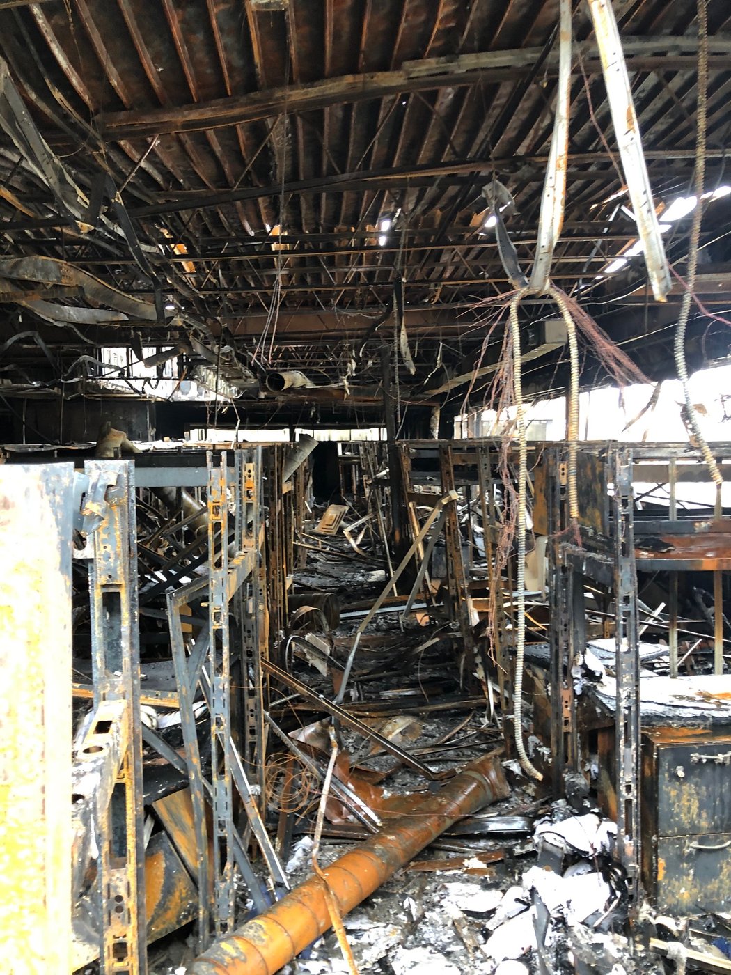 Fire loss: collapsed interior structure