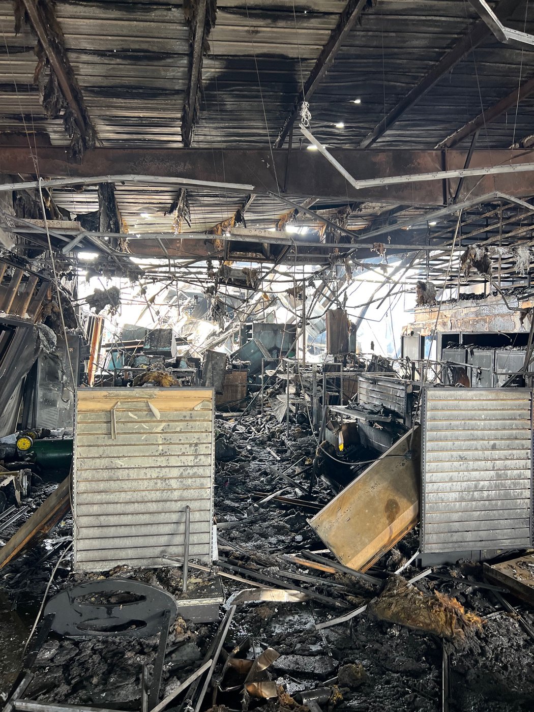 Fire-damaged commercial interior